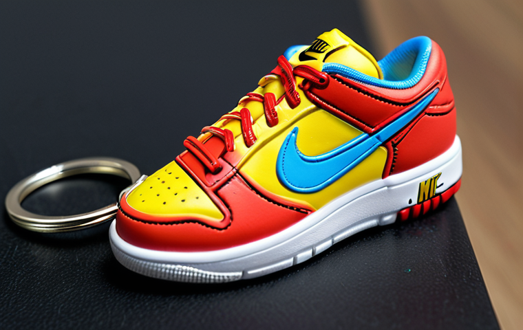 **Close-up of a vibrant, high-quality NiKE keychain featuring a popular in-game character. Focus on the detail and craftsmanship, highlighting its appeal to collectors.**