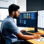 A diverse team of game developers, comprising male and female individuals of various ethnicities, in a modern, well-lit office. They are professionally dressed in business casual attire, fully clothed and modest. The developers are engaged in a collaborative discussion, looking at large monitors displaying abstract game design concepts, code snippets, and data analytics graphs related to game performance and player feedback. The environment is clean and high-tech, showcasing a positive and innovative workspace. professional photography, high quality, ultra-detailed, perfect anatomy, correct proportions, natural pose, well-formed hands, proper finger count, natural body proportions, safe for work, appropriate content, family-friendly.