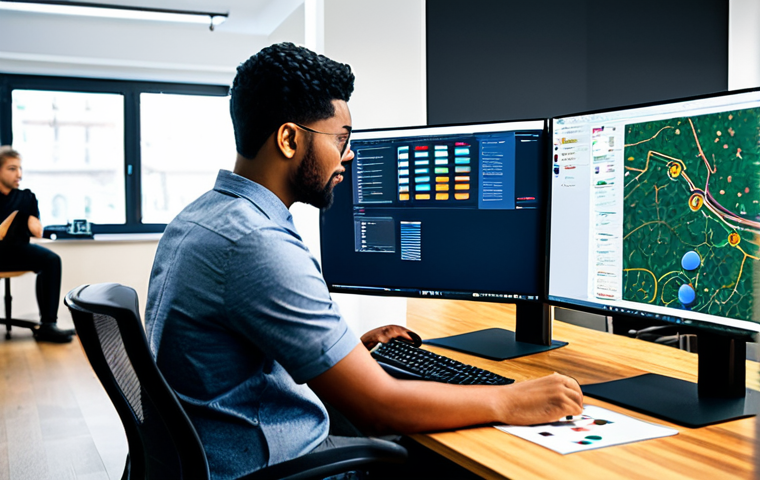 A diverse team of game developers, comprising male and female individuals of various ethnicities, in a modern, well-lit office. They are professionally dressed in business casual attire, fully clothed and modest. The developers are engaged in a collaborative discussion, looking at large monitors displaying abstract game design concepts, code snippets, and data analytics graphs related to game performance and player feedback. The environment is clean and high-tech, showcasing a positive and innovative workspace. professional photography, high quality, ultra-detailed, perfect anatomy, correct proportions, natural pose, well-formed hands, proper finger count, natural body proportions, safe for work, appropriate content, family-friendly.