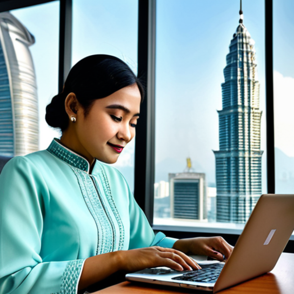 승리의여신 니케 핵심 콘텐츠 톺아보기 - **
"A professional Malaysian businesswoman in a modest baju kurung, working on a laptop at a modern...