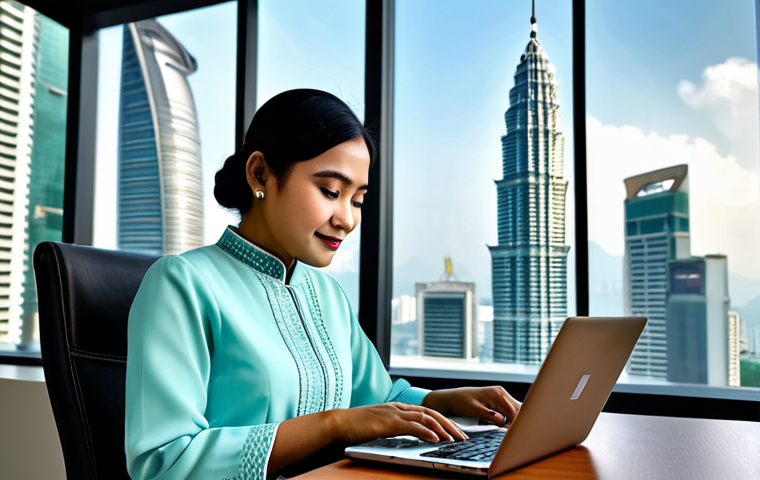 승리의여신 니케 핵심 콘텐츠 톺아보기 - **
"A professional Malaysian businesswoman in a modest baju kurung, working on a laptop at a modern...