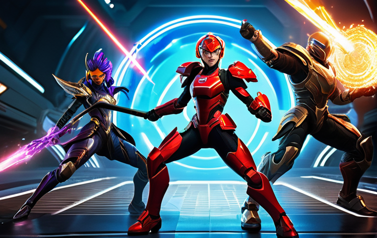 승리의여신 니케 PvP 공략법 - **"A vibrant and dynamic scene depicting a balanced Nikke squad engaging in intense PvP arena combat...