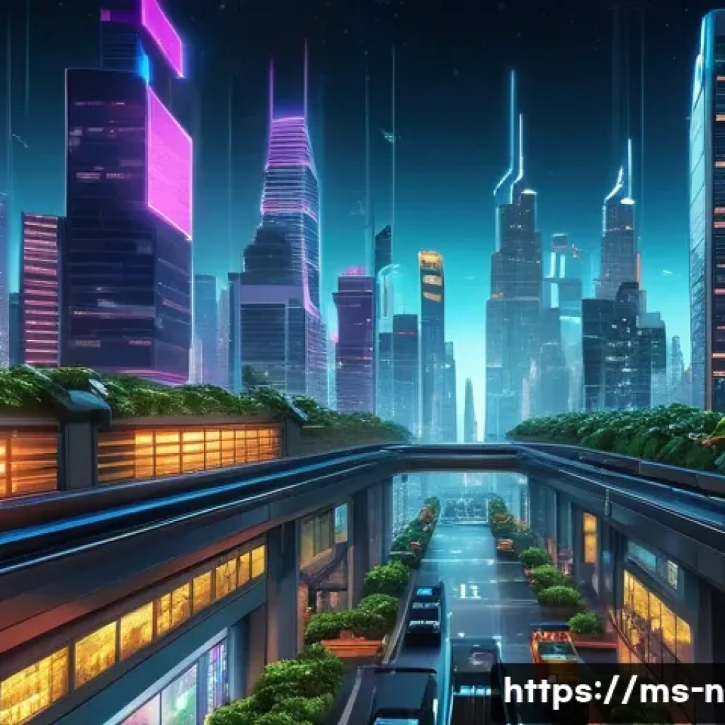승리의여신 니케 게임 배경 스토리 - A vibrant futuristic cityscape at night, glowing with neon lights and towering skyscrapers, bustling...