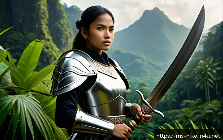 승리의여신 니케 초보자 장비 추천 - A dynamic scene featuring a young Malay warrior woman in lightweight armor designed for high mobilit...
