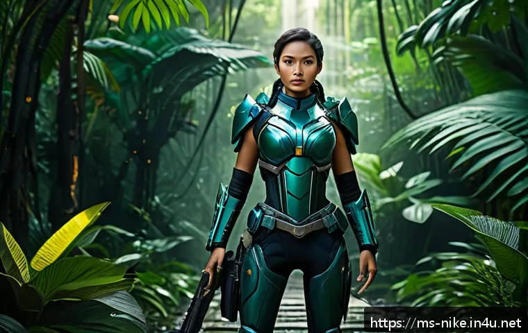 승리의여신 니케 유료 회원제 소개 - A vibrant, dynamic scene of a female warrior hero from Victory Goddess Nikke, clad in futuristic, hi...
