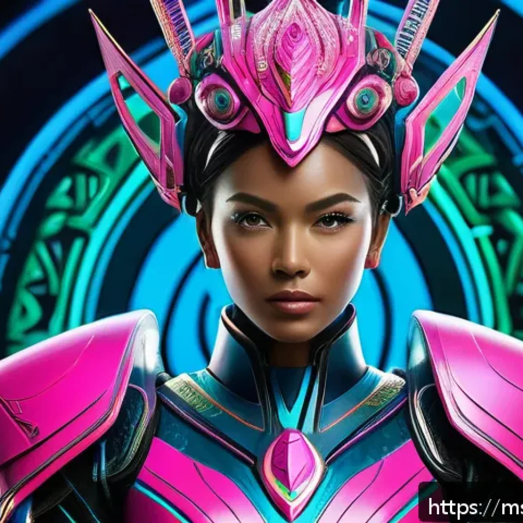 승리의여신 니케 팬 아트북 리뷰 - A dynamic digital painting of Victory Goddess NIKKE in futuristic neon armor with layered shading an...