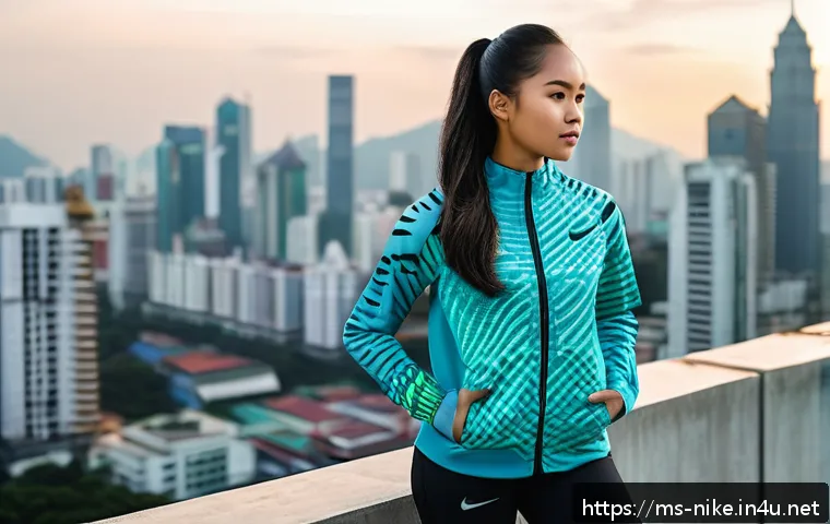 승리의여신 니케 공식 크리에이터 협업 - A dynamic urban sportswear photoshoot featuring a young Malay woman confidently wearing a unique Vic...