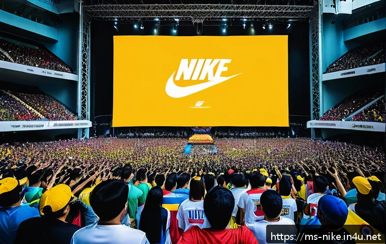 승리의여신 니케 팬 미팅 가이드 - A vibrant fan meeting event scene inside Stadium Malawati, Shah Alam, Malaysia, featuring a large en...