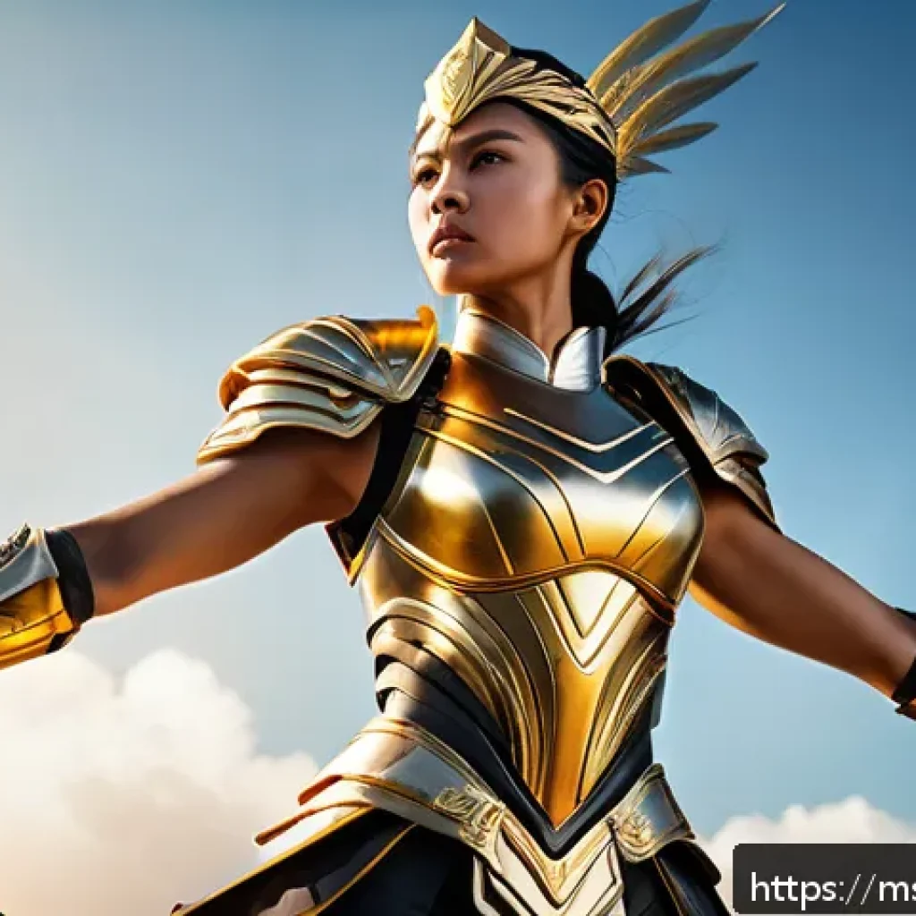 승리의여신 니케 출시 전 플레이 후기 - A dynamic and powerful female warrior character inspired by the Victory Goddess Nike, wearing sleek,...