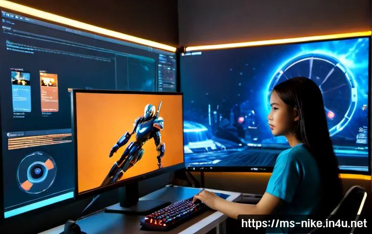 Home 17 승리의여신 니케 팬이 만든 전투 영상 - Photorealistic cinematic scene of a Malaysian young adult gamer editing a futuristic fan-made battle...