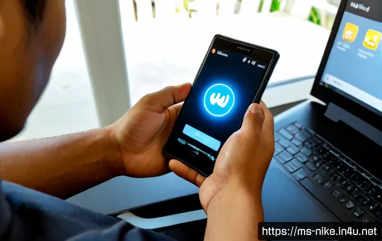 승리의여신 니케 다운로드 오류 해결 - Photorealistic close-up of a Malaysian mobile gamer troubleshooting a game download issue on a moder...
