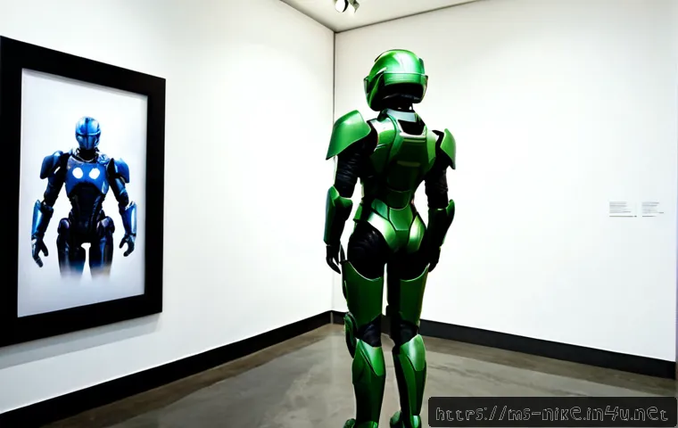 Home 19 승리의여신 니케 세계관 삽화 전시 - Photorealistic contemporary art exhibition in a Kuala Lumpur gallery, dramatic framed sci-fi illustr...