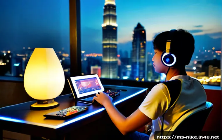 Home 30 승리의여신 니케 글로벌 서버 차이점 - Photorealistic Malaysian mobile gamer at a clean desk in Kuala Lumpur at night, comparing two smartp...